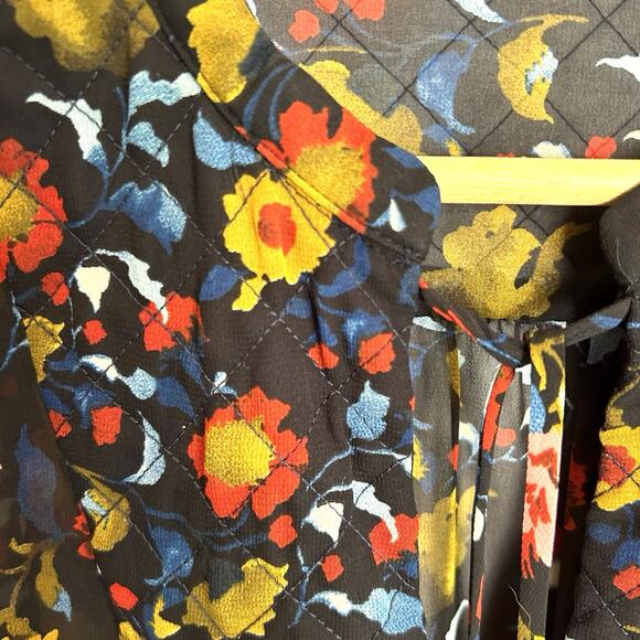 Zara Sheer Top Quilted Neckline Floral Blouse Small Preppy Twee Academia - Picture 7 of 7